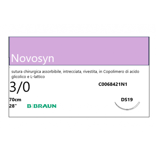 NOVOSYN ASSORBIBILE VIOLA 3/0 (2) 70CM DS19
