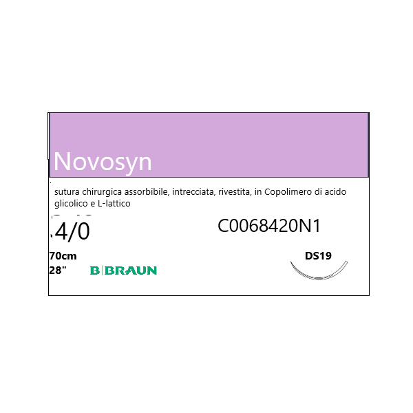 NOVOSYN ASSORBIBILE VIOLA 4/0 (1,5) 70CM DS19